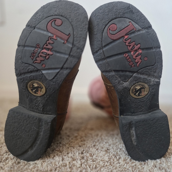 Justin Boots Pink and Brown Ankle Booties - Picture 7 of 8